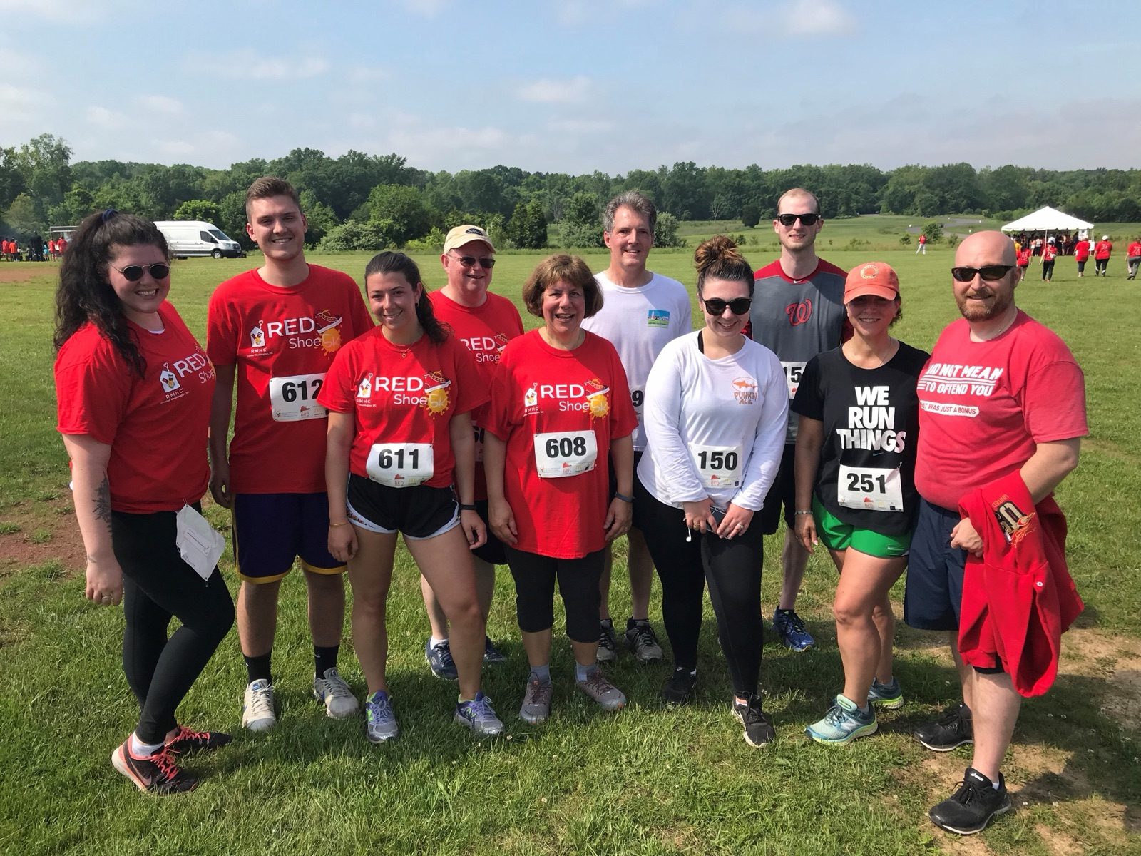 The Maryland Red Shoe Run 5K team on the field in Baltimore